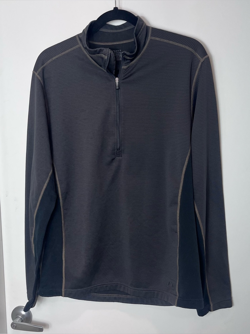 REI Men's Quarter-Zip Performance‎ Pullover Jacket Charcoal Gray Active Warmup L
